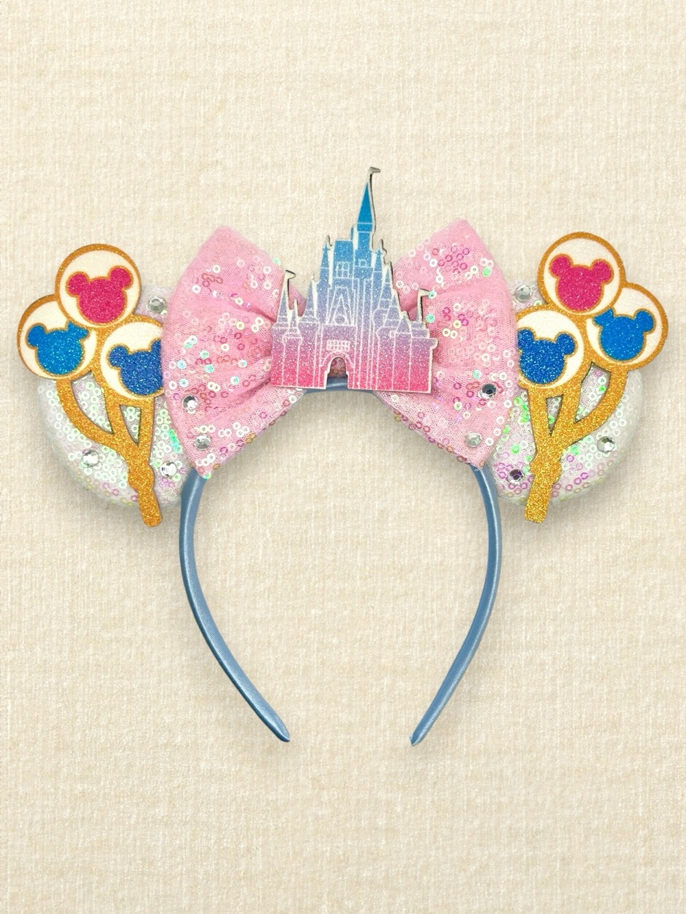 Pastel Castle & Balloons Minnie Ears | Disney World-Inspired Mouse Ears
